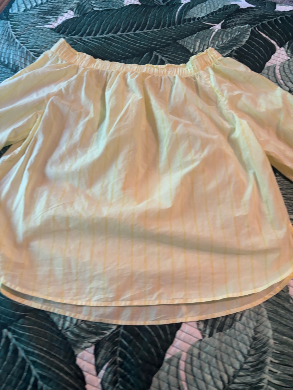 H&M Off-Shoulder Light Yellow Stripe Blouse